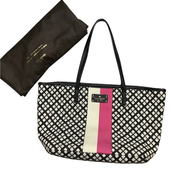 kate spade Handbags - Kate Spade Black and Pink Patterned Tote